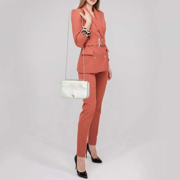 Tory Burch Silver Saffiano Leather Robinson Flap Shoulder Bag - Picture 7 of 7